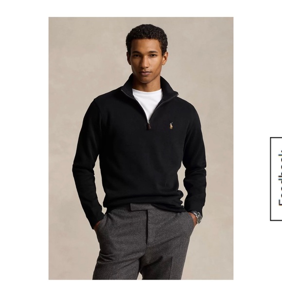 VTG Polo by Ralph Lauren Men's Black Quarter-Zip Sweater Knit XL - Picture 2 of 9